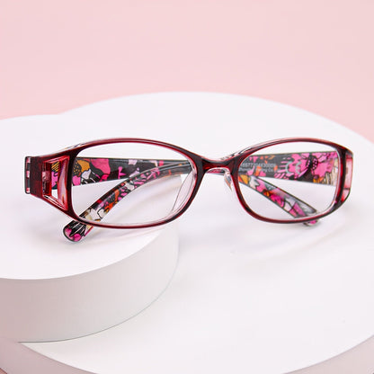9 Pack Vintage Floral Square Frame Reading Glasses for Women, Lightweight Stylish Readers with Flower-Embellished Frames for Office & Everyday Use, Perfect Gift Set