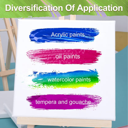 Stretched Canvas Multi-Pack Primed White 100% Cotton – Round Rectangular and Square Sets in 10 15 and 20 Pieces – Artist Canvas Boards for Acrylic Oil Painting Pouring and Mixed Media
