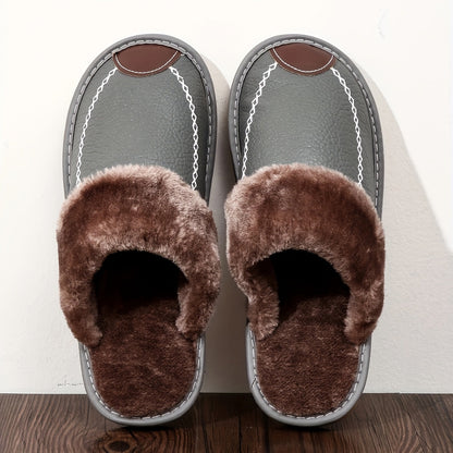 Men's Slip-On Indoor Slippers with Soft PU Sole – Warm Non-Slip House Shoes for Winter, Lightweight Comfort Home Slippers in Multiple Colors, Sizes US 3.5–13