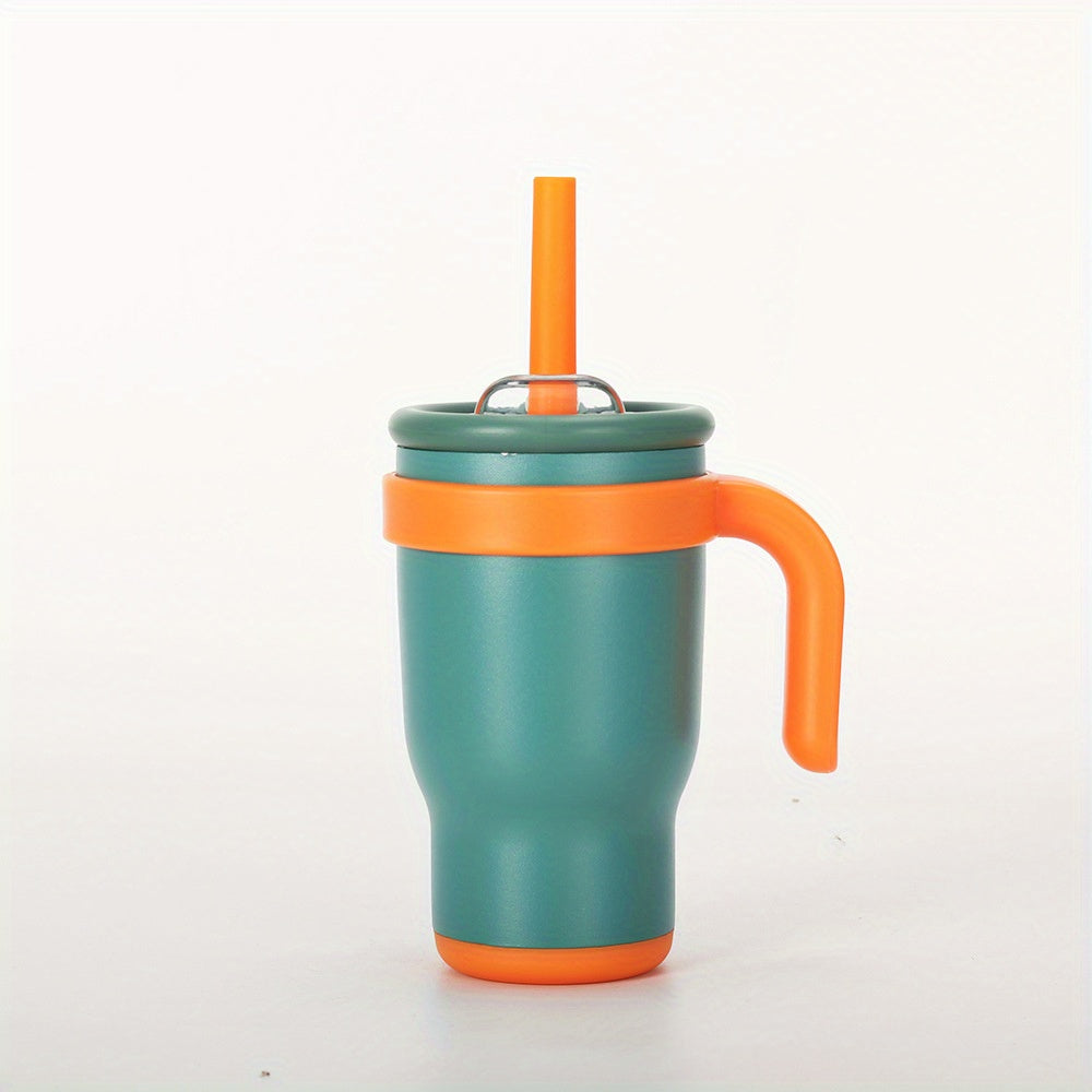 14oz Insulated Coffee Mug with Handle & Straw for Women – Double Wall Stainless Steel Tumbler, Pastel Silicone Boot Sleeve, Splash-Proof Lid, Fits Cup Holders – Cute Aesthetic Cup for Office, Gym, Yoga & Car