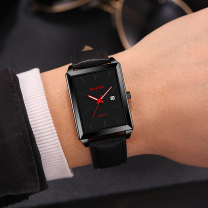 Men's Retro Square Watch with Date Calendar – Quartz Analog Display Vintage Square Face Business Casual Wristwatch for Men Gold Black Elegant Gift