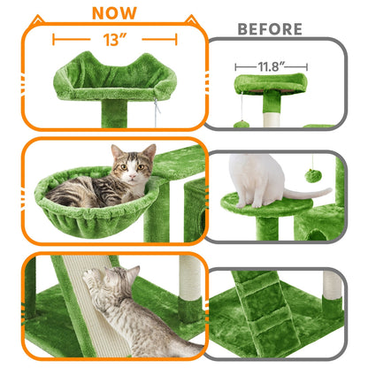 57-Inch Multilevel Cat Tree Tower with 2 Condos – Sisal Scratching Posts, Dangling Ball, Round Platform & Ladder for Indoor Kittens & Small Cats, 6 Colors, Christmas Gift for Cat Lovers