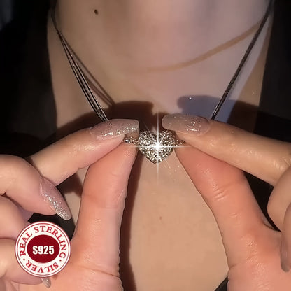 S925 Sterling Silver Three-Layer Heart Necklace for Women – Hypoallergenic Layered Heart Pendant with December Birthstone, Elegant Classic Jewelry for Valentine's Day, Weddings & Daily Wear, 40cm to 60cm