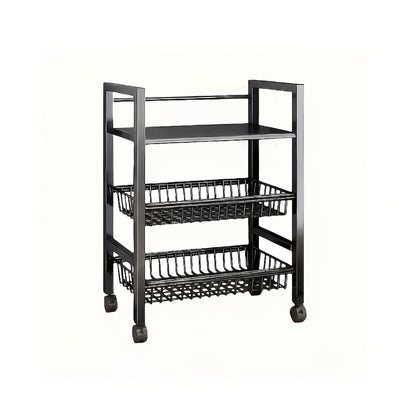 4-Tier Rolling Storage Rack with Wire Baskets & Wheels – Adjustable Metal Shelf for Kitchen Pantry Garage Bathroom Closet, Movable Standing Organizer, Housewarming Gift