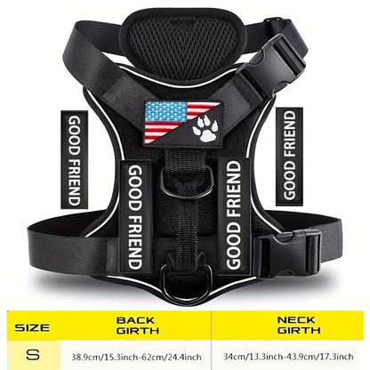 Service Dog Harness Vest with 5 ID Patches – Reflective Adjustable Oxford Vest with Breathable Mesh Lining, Service Dog ID System for Small Medium Large Dogs, Sizes XS-XL, Public & Mobility Aid