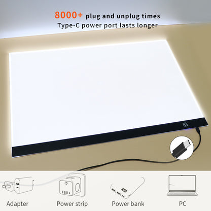 A2 LED Light Box Tracing Board – Dimmable Touch Control Ultra-Thin Light Pad for Diamond Painting, Sketching, Animation, Tattoo Transfer & Streaming, USB Powered, Eye-Care LEDs, Mac/PC Compatible | Velora