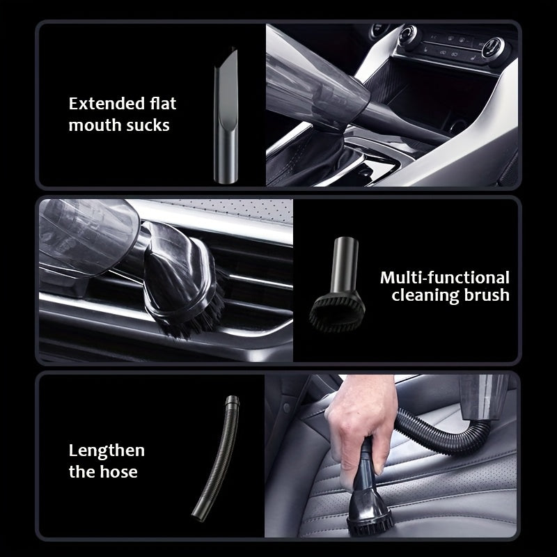Handheld Car Vacuum Cleaner 4200PA 1800mAh Rechargeable Low Noise 4 Accessories for Car Home Pet Hair Pink Gift for Women