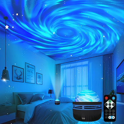Galaxy Star Projector Night Light Aurora Borealis LED with Remote Control 7 Lighting Effects for Bedroom Kids Room Camping Wedding Party & Home Decoration – Romantic Starry Sky Atmosphere Lamp