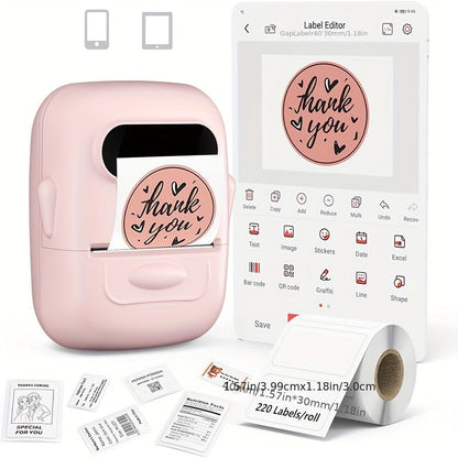 P50 Portable Bluetooth Thermal Label Printer – Wireless Mini Label Maker for Home, Office, Retail, Clothing, Jewelry & Food, Compatible with Android & iOS, Includes 40x30mm White Label Roll