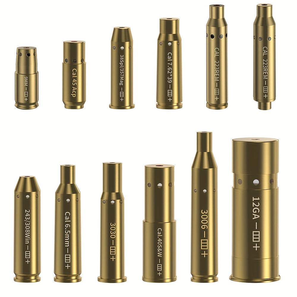 Laser Bore Sight Multi-Caliber Kit for 9mm 45ACP 223REM 308WIN 380ACP 38SPL 12GA – High-Precision Red Laser Boresighter for Rifles & Pistols, Easy Install, Includes 2 Battery Sets