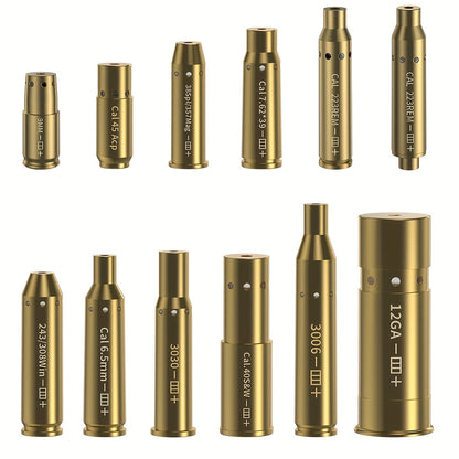 Laser Bore Sight Multi-Caliber Kit for 9mm 45ACP 223REM 308WIN 380ACP 38SPL 12GA – High-Precision Red Laser Boresighter for Rifles & Pistols, Easy Install, Includes 2 Battery Sets