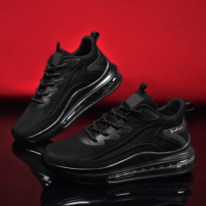 Men's Air Cushion Running Sneakers Lightweight Lace-Up Anti-Slip Shock-Absorbing Breathable Athletic Shoes for Walking Fitness Tennis Travel Sizes US 6.5-13.5 Black Blue White Yellow Red