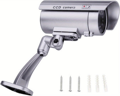 Dummy Security Camera Fake CCTV Surveillance System – Realistic Simulated LED Lights, Adjustable Mount & Warning Stickers, Indoor & Outdoor Home Security Decoy Camera – 2 or 4 Pack