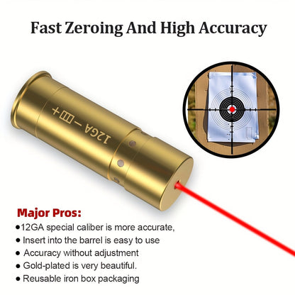 Red Laser Bore Sighter Multi-Caliber Firearm Sight Alignment Tool for 9mm 223rem 308win 45ACP 7.62 40SW 30-06 38SPL 12GA 44Mag 6.5mm, Copper Alloy Barrel Mount, 3 Battery Sets Included – Rifle Pistol Shotgun Accessory