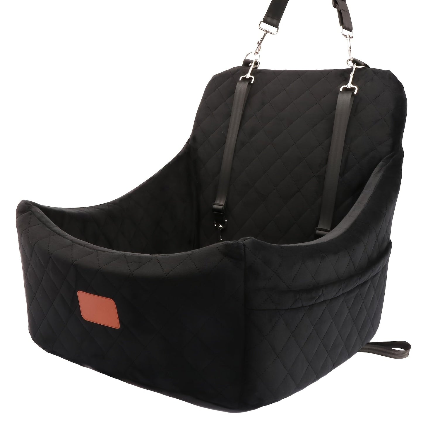 Dog Car Seat for Medium Large Dogs – Washable Memory Foam Pet Travel Car Bed with Seat Belt Pass-Through, Adjustable Straps & 3-Point Installation, Gray Black Brown All Black Black Gray