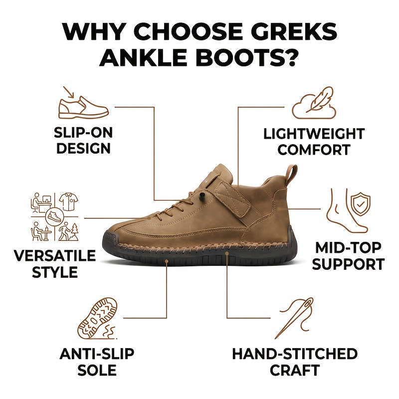 Men's Slip-On Ankle Boots Lightweight Mid-Top Loafers Cushioned Sole Non-Slip for Walking Driving Casual Office Semi-Formal Spring Fall EU 34.5-48