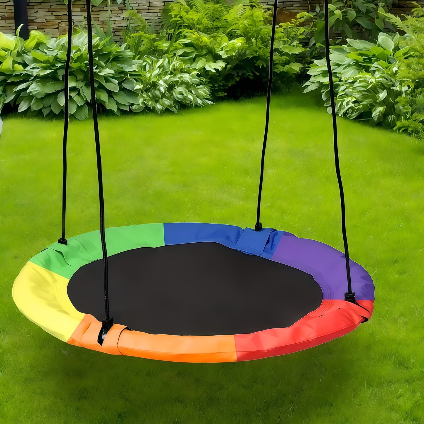 40 Inch Outdoor Saucer Swing – 900 LB Capacity Disc Swing with 900D Waterproof Oxford Fabric & Hanging Strap, Kids & Adults Backyard Tree Swing, Patio Leisure Swing (Multicolor)