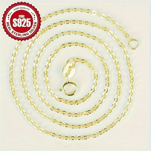 18K Gold Plated 925 Sterling Silver Cable Chain Necklace for Women 1.2mm Thin Dainty Sturdy Layering Necklace 16 18 20 22 24 Inches