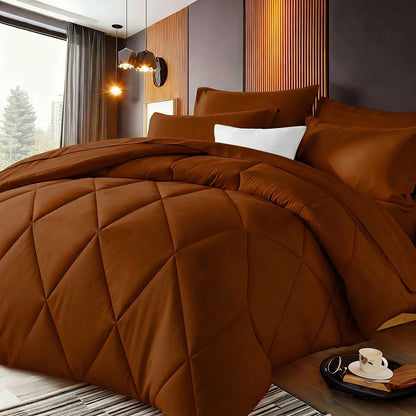 Quilted Comforter Set Twin Queen King Size – Soft Diamond Pattern Quilt with Pillowcases Ultra-Fine Fiber Fill Lightweight Breathable All-Season Bedding 2/3 Piece Multiple Colors