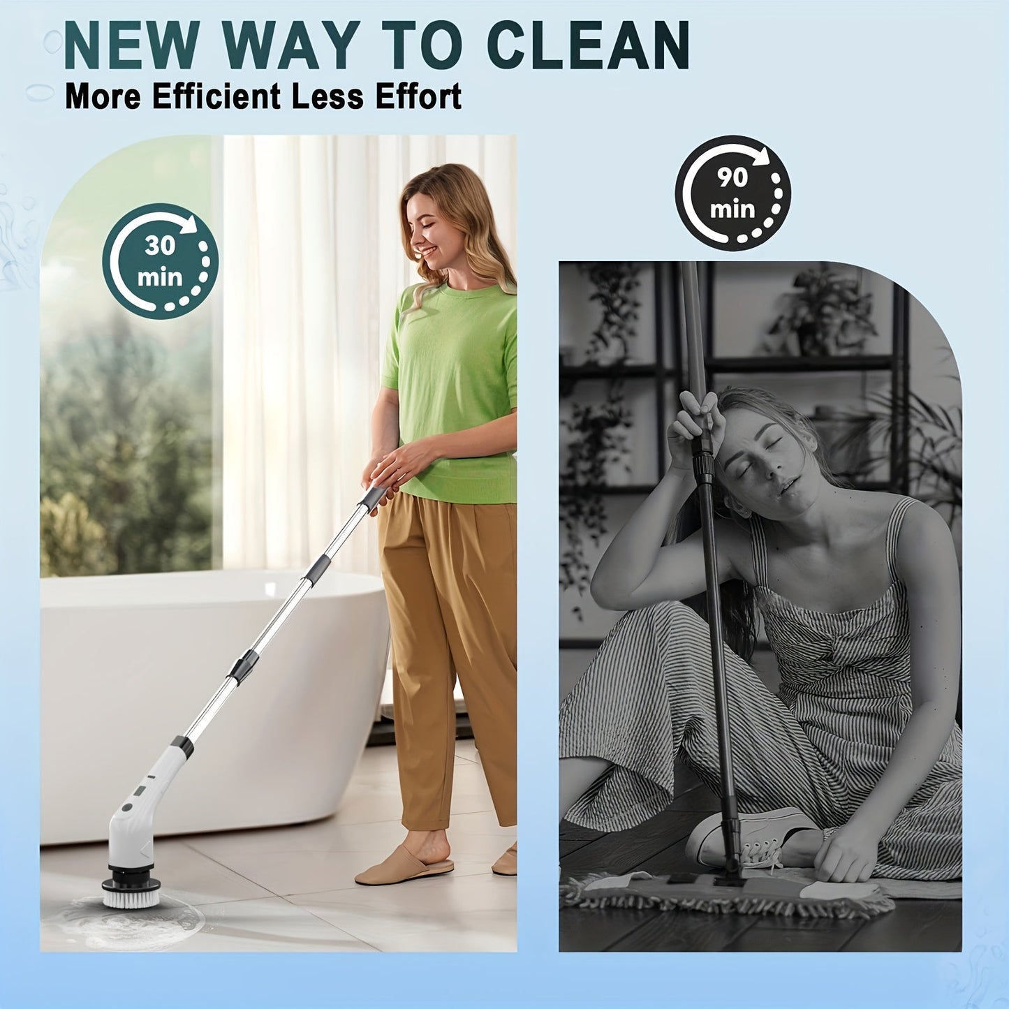 Multifunctional Electric Cleaning Brush 7-in-1 with Telescopic Long Handle – Cordless Power Scrubber for Bathroom, Kitchen, Floor & Tile, Household Cleaning Tool with Interchangeable Brush Heads