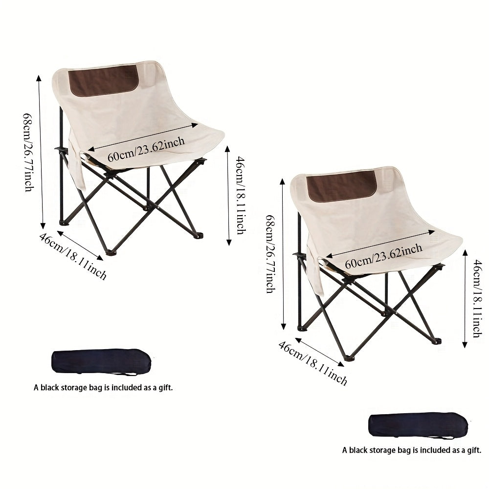 Portable Folding Moon Chair and Table Set 2 3 5pcs with Storage Bag for Beach Camping Fishing Family BBQ Picnic Outdoor Hiking Courtyard Black White