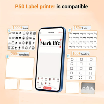 Marklife 2-Inch Portable Wireless Thermal Label Printer – Bluetooth Inkless Sticker Maker for iPhone & Android, Small Business Shipping Labels, Kitchen Office Home, Includes 1 Roll Labels