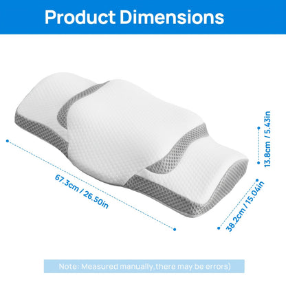 Cervical Neck Pillow Memory Foam Ergonomic Contour Pillow for Neck Pain Relief, Cooling Pillowcase Included, Orthopedic Bed Pillow for Side Back Stomach Sleepers, Shoulder & Spine Support Sleep Pillow