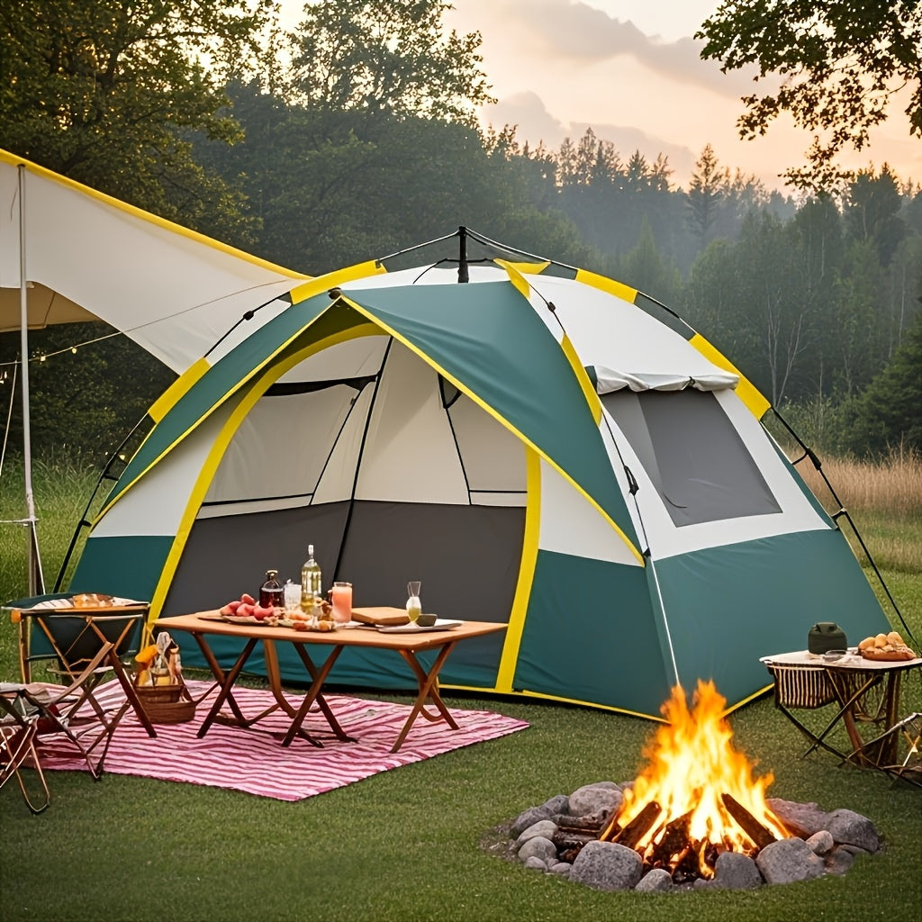 SKYNEST Automatic Instant Setup Camping Tent 1-3 and 3-4 Person All-Season Windproof Lightweight Tent Dual Doors Mesh Windows for Camping Hiking Hunting Travel Outdoor Shelter Green Beige