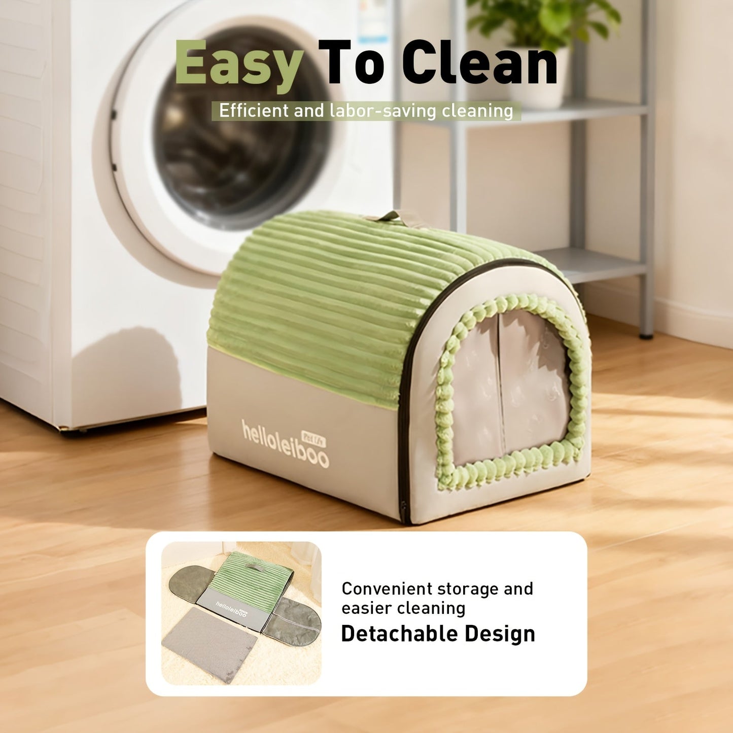 Foldable Dog Bed Cave 2-in-1 All Season – Fully Enclosed Covered Pet House with Handle, Soft Fluffy Non-Slip Washable Nest for Large, Medium & Small Dogs and Cats – Free Drool Bib – Velora