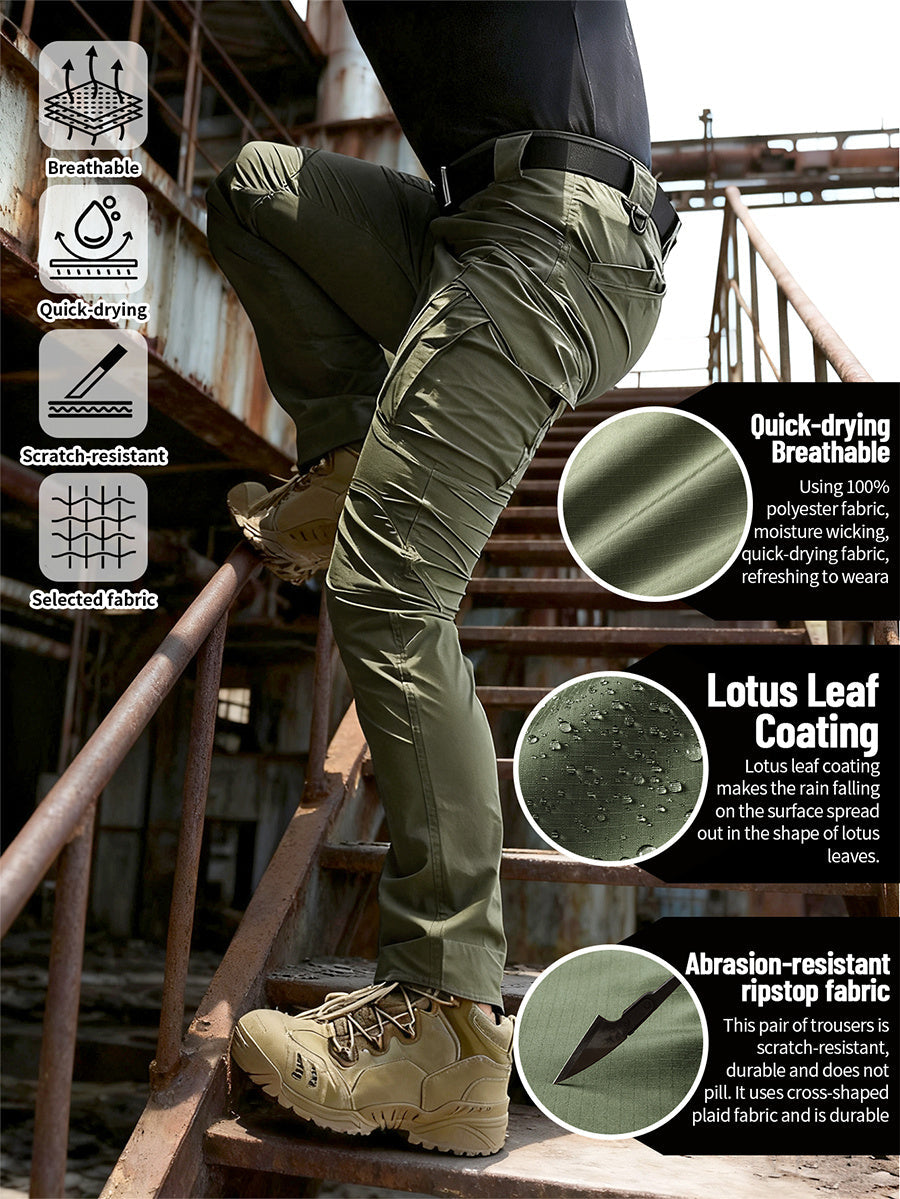 IX9 Men's Tactical Cargo Pants Slim Fit – Quick-Dry Breathable Tear-Resistant Multi-Pocket 3D Cut Outdoor Work Pants for Hiking Camping Climbing Fishing S-XXXL