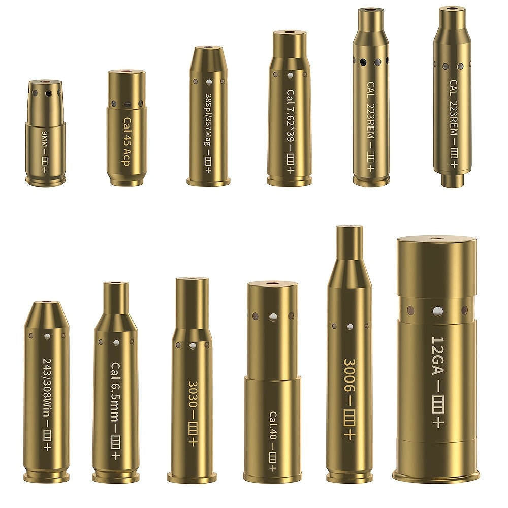 Red Laser Bore Sighter Multi-Caliber Firearm Sight Alignment Tool for 9mm 223rem 308win 45ACP 7.62 40SW 30-06 38SPL 12GA 44Mag 6.5mm, Copper Alloy Barrel Mount, 3 Battery Sets Included – Rifle Pistol Shotgun Accessory