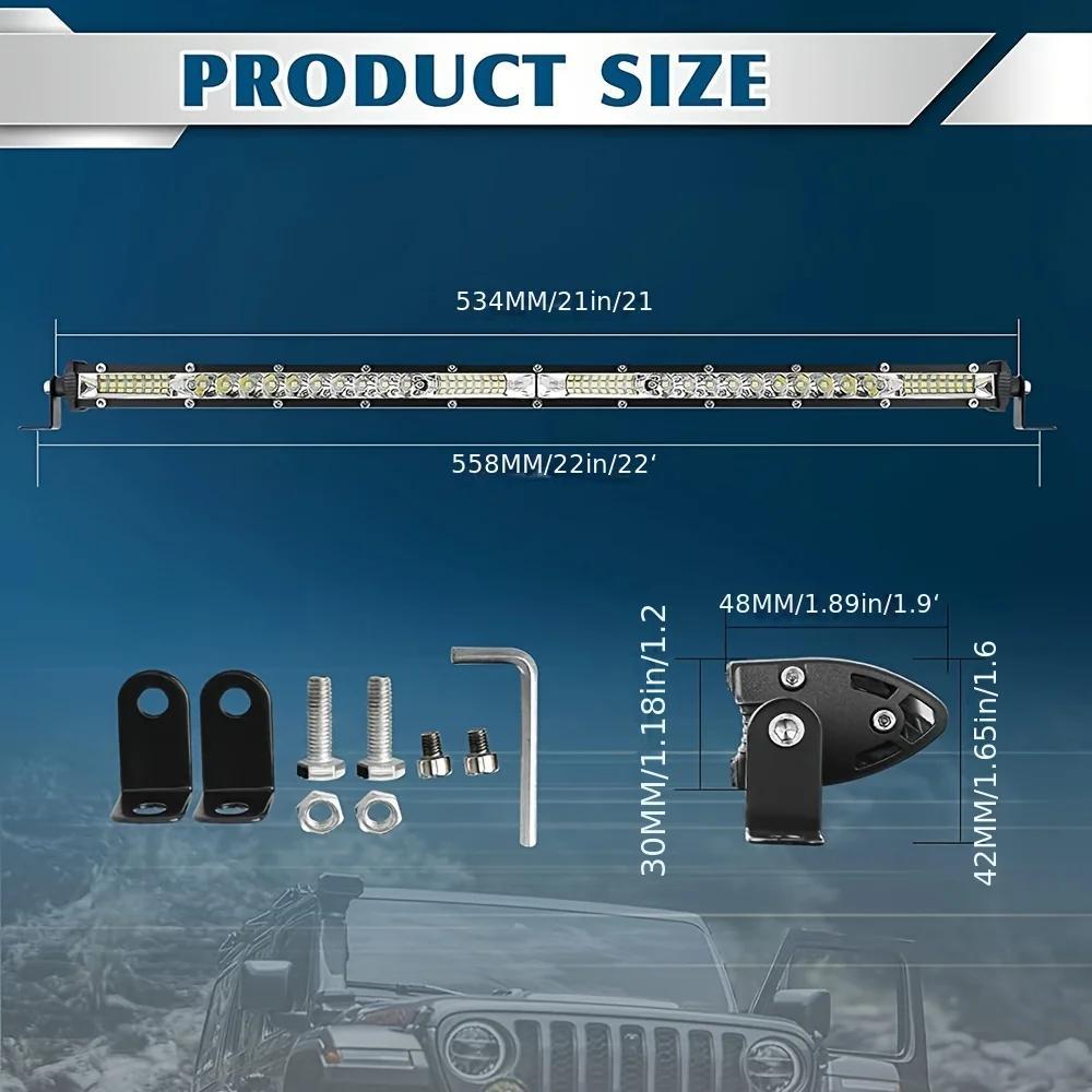 LED Work Light Bar Kit for Off-Road Truck Jeep SUV UTV ATV Tractor – 22" & 10" Light Bar + 4" LED Pods, 2000-3000 Lumens, 12-24V, No Battery Required, Multiple Configurations