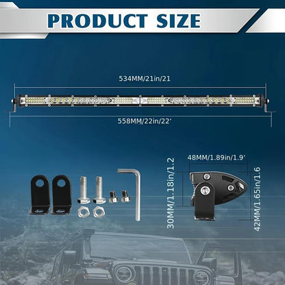 LED Work Light Bar Kit for Off-Road Truck Jeep SUV UTV ATV Tractor – 22" & 10" Light Bar + 4" LED Pods, 2000-3000 Lumens, 12-24V, No Battery Required, Multiple Configurations