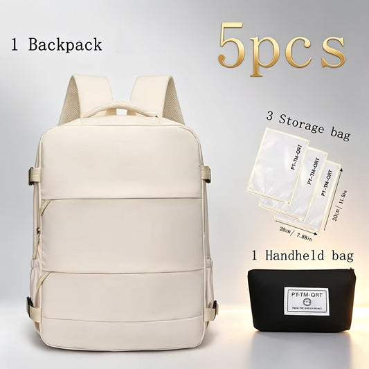 Large Capacity Travel Backpack with Shoe Compartment – 180° Opening Multi-Pocket Unisex Bag for School, Business Trips & Short Travel, Stylish Solid Color, Men & Women