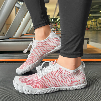 Striped Lace-Up Water Shoes for Men & Women – Quick-Dry Non-Slip Rubber Sole Aqua Shoes for Beach, Swimming, Diving, Hiking, Yoga & Indoor Fitness, Lightweight All-Season Footwear