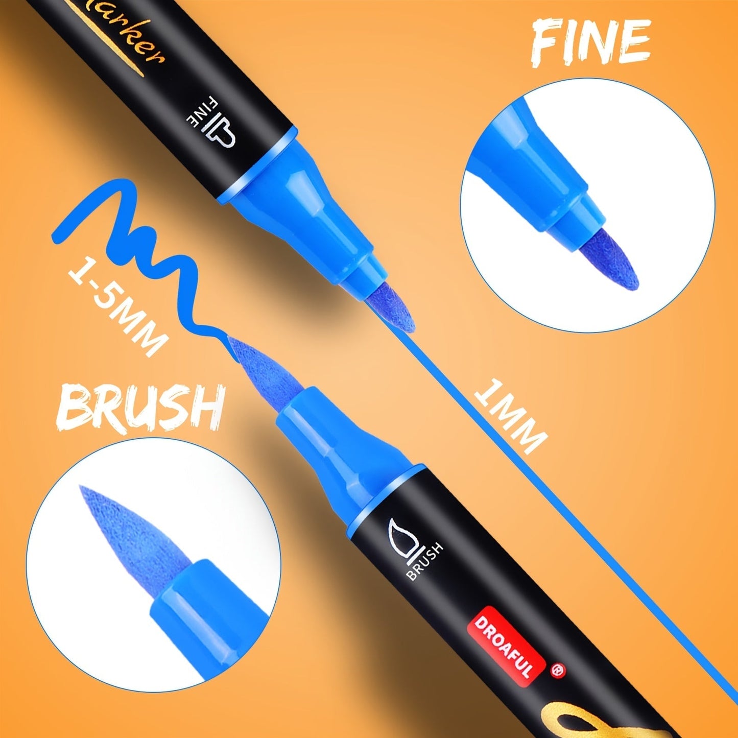Acrylic Paint Markers 20 & 48 Colors Dual Tip Brush Pens for Rock Painting, Glass, Wood, Canvas, Fabric, Metal, Ceramic, Plastic – Non-Toxic Waterproof Paint Pens for Adults Kids DIY Art Crafts