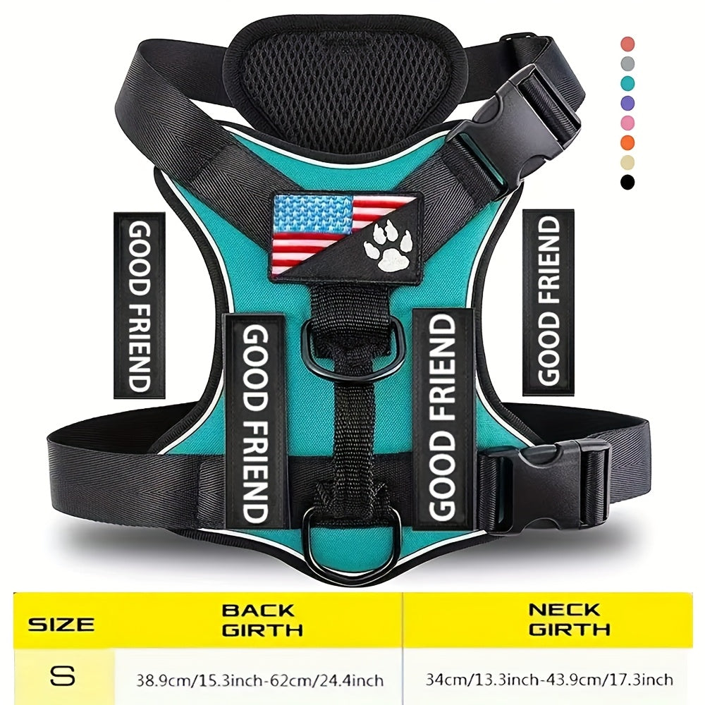 Service Dog Harness Vest with 5 ID Patches – Reflective Adjustable Oxford Vest with Breathable Mesh Lining, Service Dog ID System for Small Medium Large Dogs, Sizes XS-XL, Public & Mobility Aid