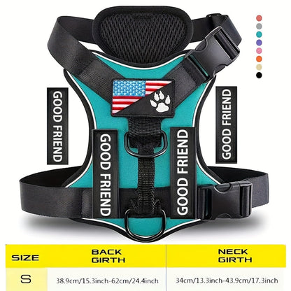 Service Dog Harness Vest with 5 ID Patches – Reflective Adjustable Oxford Vest with Breathable Mesh Lining, Service Dog ID System for Small Medium Large Dogs, Sizes XS-XL, Public & Mobility Aid
