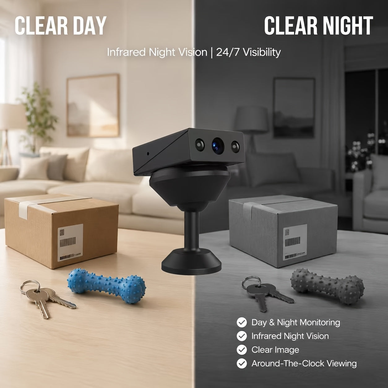 1080P Mini Wireless Security Camera – Night Vision, Motion Detection, Built-In AP Hotspot, No Internet Needed, Voice Recording, Cloud Storage, Easy Install for Home, Garage, Baby & Pet Monitoring