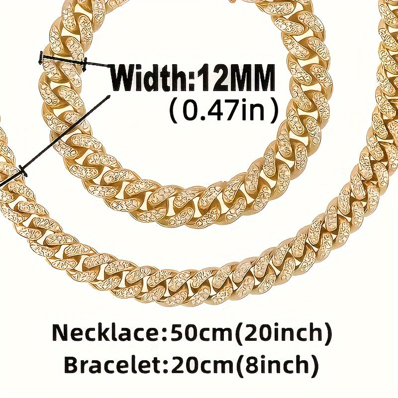 5-Piece Luxury Watch & Jewelry Set for Men & Women – Quartz Wristwatch, Cuban Link Necklace, Bracelet, Ring & Cross Pendant, Perfect Christmas Gift in Gold & Silver