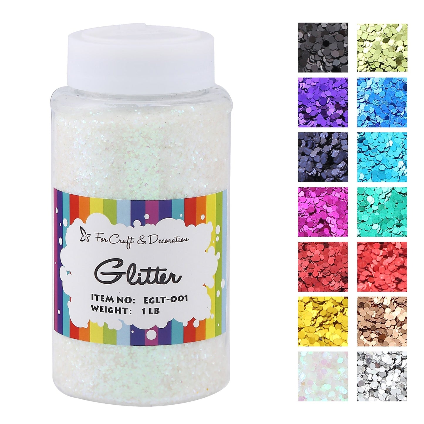 1lb Craft Glitter Powder in 19 Colors – Fine, Ultra Fine & Chunky Glitter with Shaker Top for Tumblers, Resin, Scrapbooking & DIY Crafts, Bulk Glitter for Kids & Adults