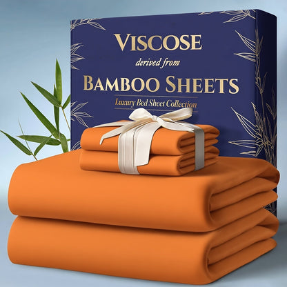 Cooling Bamboo Bed Sheet Sets Deep Pocket | Ultra-Soft Breathable 4-Piece Sheets for Hot Sleepers | Twin Full Queen King | Moisture-Wicking Temperature Regulating Pillowcases Included