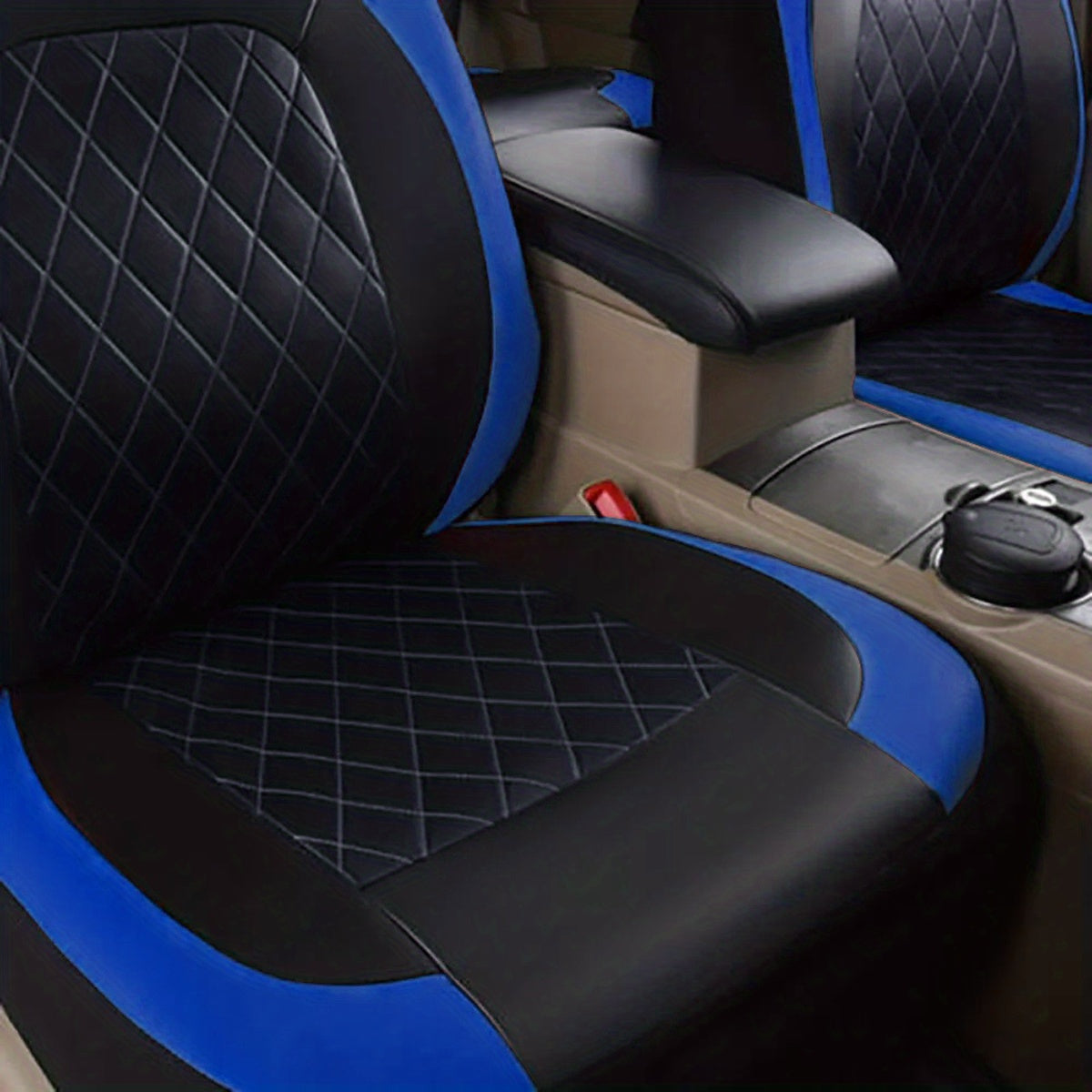 PU Leather Car Seat Covers Universal Fit Waterproof Quilted All-Season with Sponge Padding for Cars SUVs Trucks Gray Black Red Blue Single or 12-Piece Set
