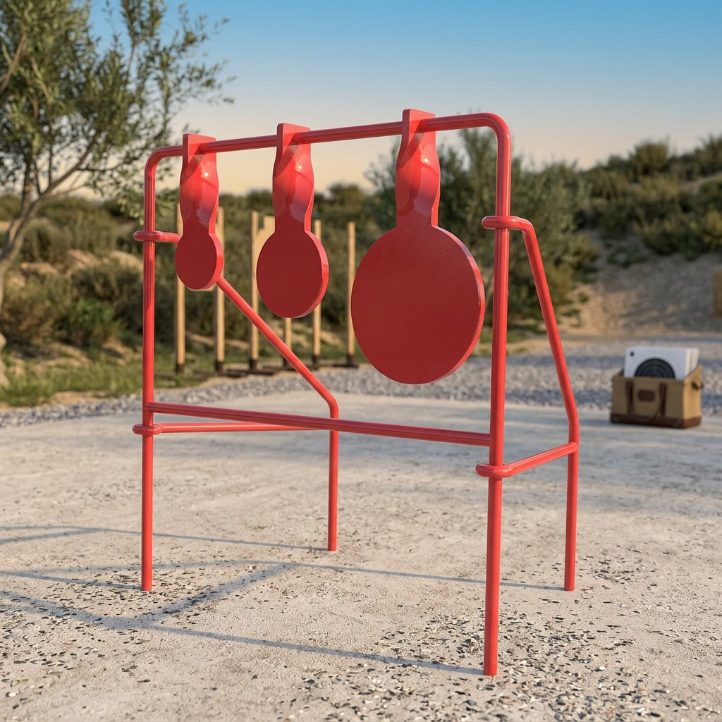 Spinner Shooting Target Stand for .22LR - Triple Steel Spinner Targets Foldable with 15-Pack Bullseye Paper Targets, Outdoor Shooting Practice, Durable Air Strike Target System for Range Training