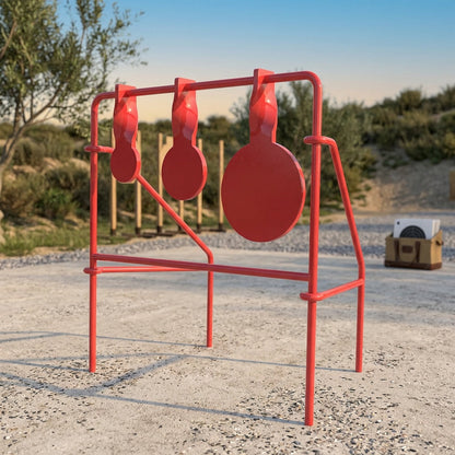 Spinner Shooting Target Stand for .22LR - Triple Steel Spinner Targets Foldable with 15-Pack Bullseye Paper Targets, Outdoor Shooting Practice, Durable Air Strike Target System for Range Training