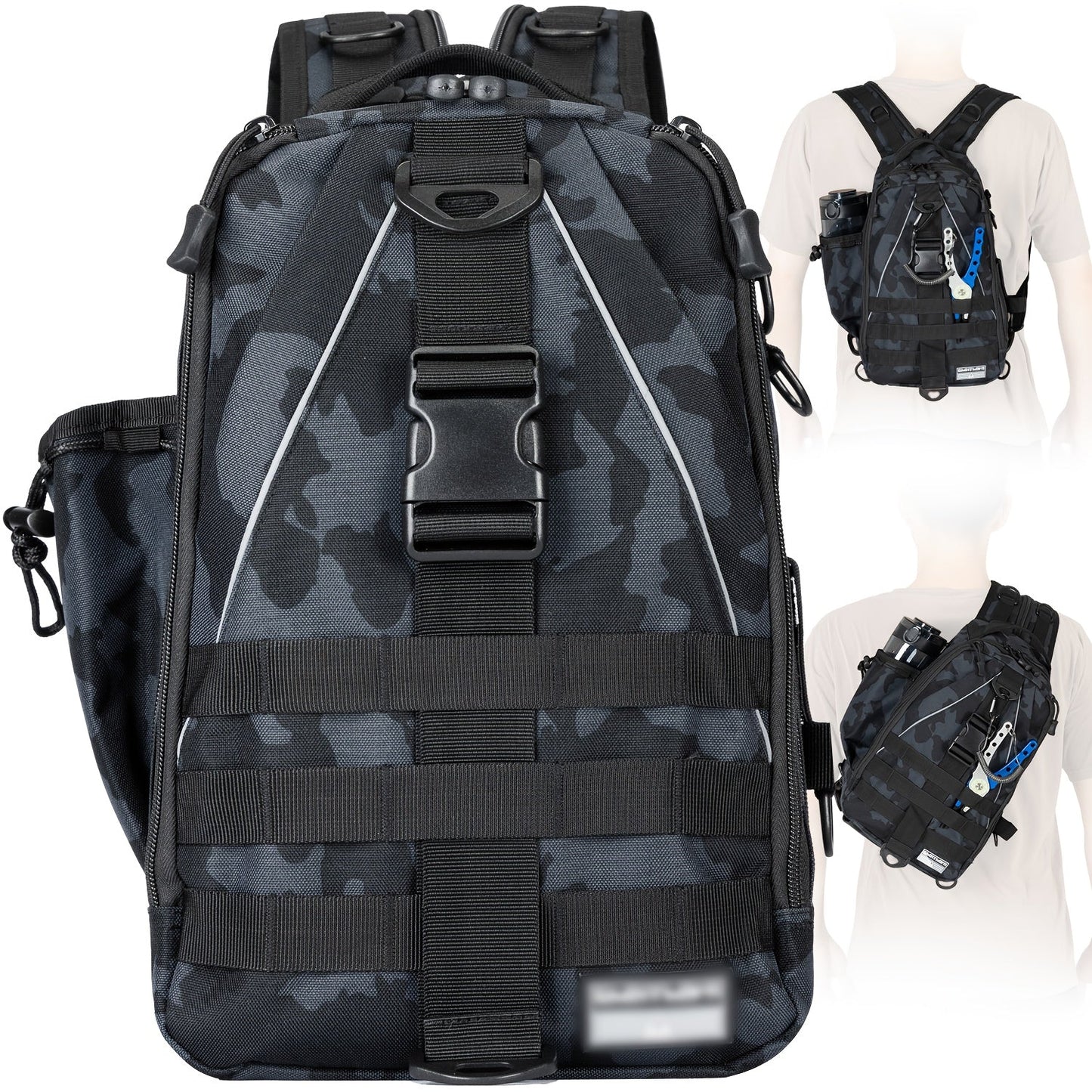 Fishing Backpack Tackle Sling Bag with Rod Holder – Waterproof Hiking Daypack Fly Fishing Bag for Men Women, Tackle Box Storage, Gift for Fisherman Dad