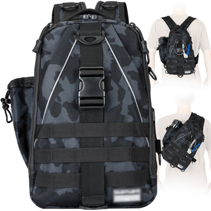 Fishing Backpack Tackle Sling Bag with Rod Holder – Waterproof Hiking Daypack Fly Fishing Bag for Men Women, Tackle Box Storage, Gift for Fisherman Dad