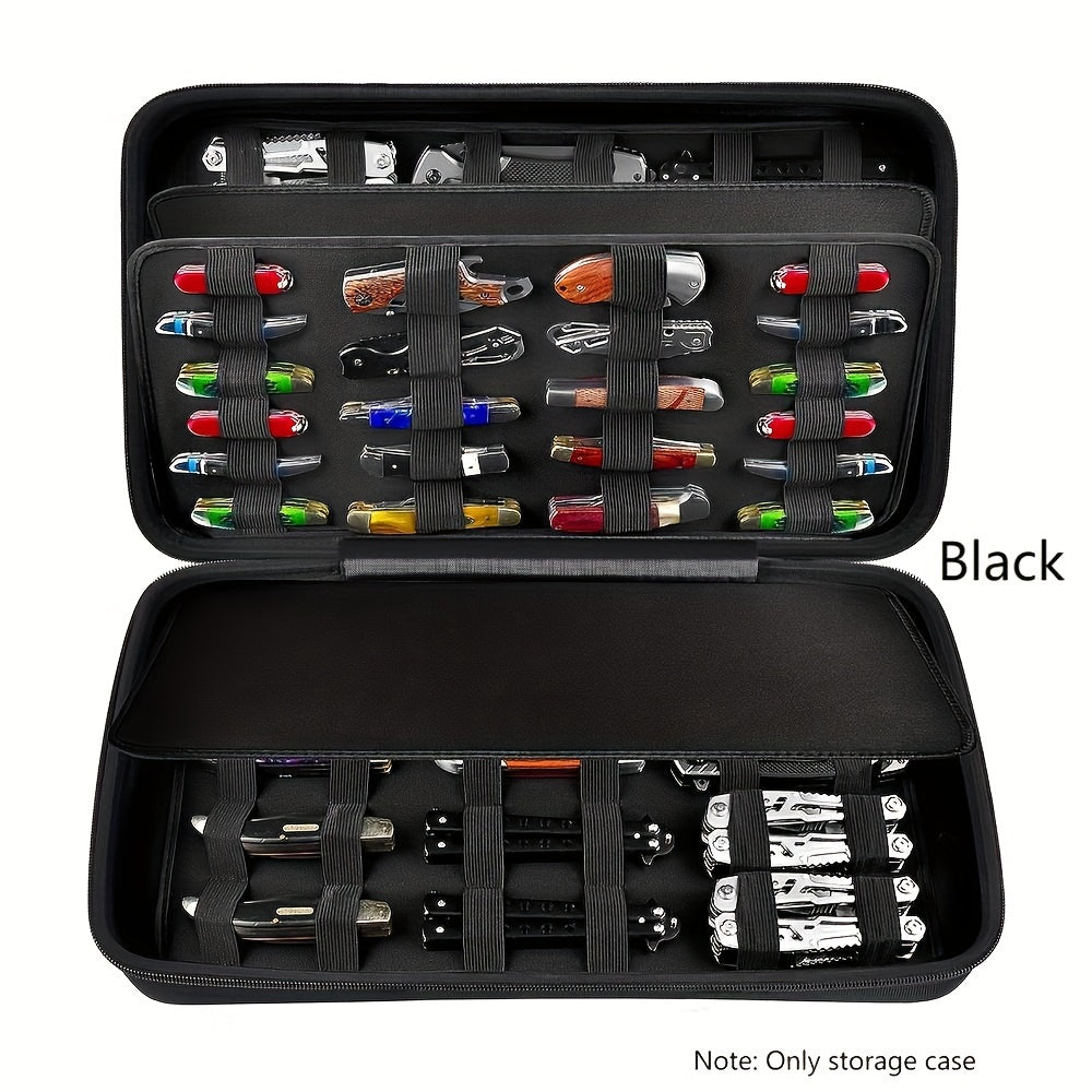 Knife Display Case 88 Slots Large Capacity Pocket Knife Storage Organizer for 66+ Folding Knives, Hard EVA Shell with Elastic Bands, 4 Slot Sizes, Smooth Zipper, Portable Carry Handle – EDC Knife Collector Case