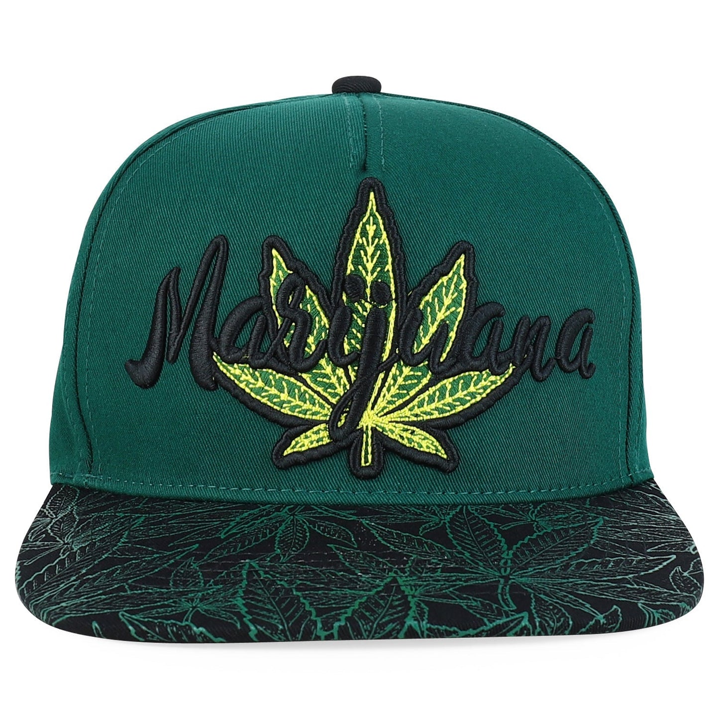 Rasta MJ Leaf 3D Embroidered Flat Bill Snapback Cap – Hip Hop Reggae Hat, Adjustable Snapback, One Size Fits Most, Unisex Streetwear Baseball Cap