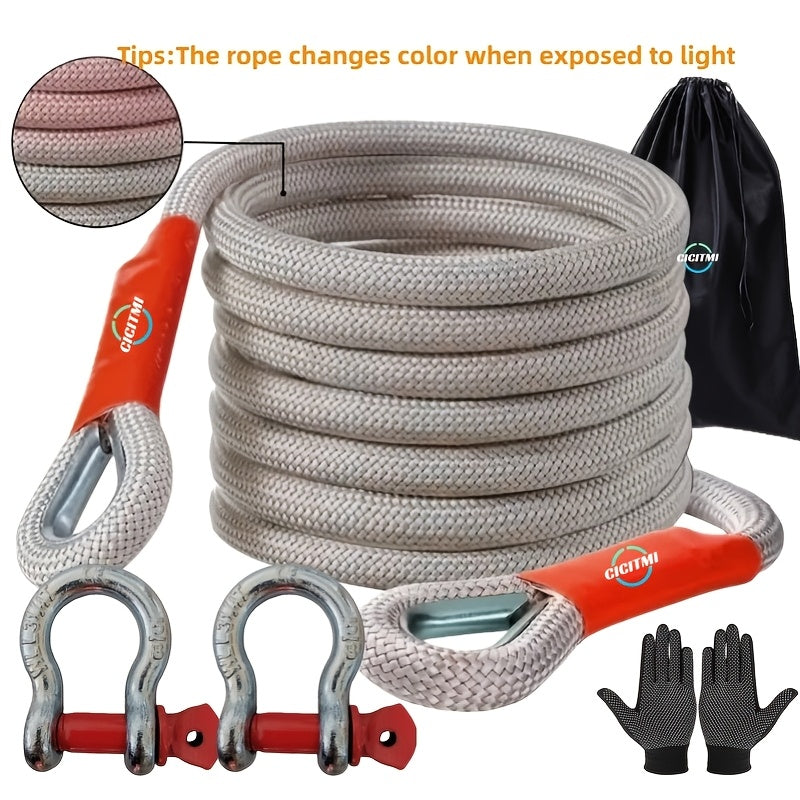 Heavy Duty Tow Hook & Tow Rope Set 16FT – Steel U-Shaped Hooks, Off-Road SUV Rescue Recovery Strap, 4 Capacity Options: 6613 / 11023 / 22046 / 39683 LBS